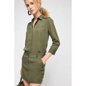 Etienne Marcel Military Long Sleeve mini shirt dress Olive Green sz.M